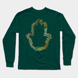 Hamsa Silhouette Made with Watercolor Branches Long Sleeve T-Shirt